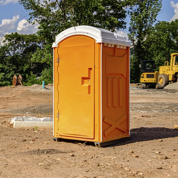 how often are the portable restrooms cleaned and serviced during a rental period in Rhine